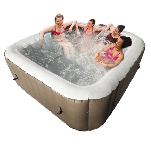 ALEKO HTISQ6BRWH Square Inflatable Hot Tub Spa