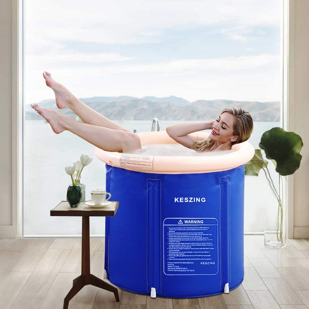 Inflatable Bathtub Portable Bathtub Sauna Foldable Hot Tub in Small Spaces Spa for Shower Stall Plastic Adult Size